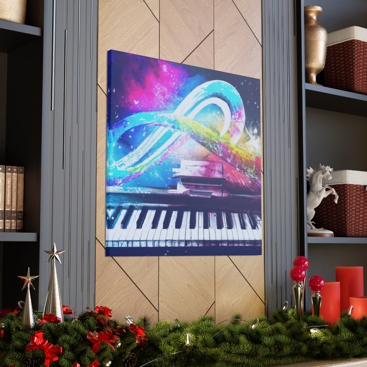 Blue Infinity Piano Mounted Canvas Wall Art