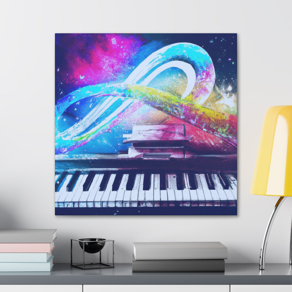 Blue Infinity Piano Mounted Canvas Wall Art