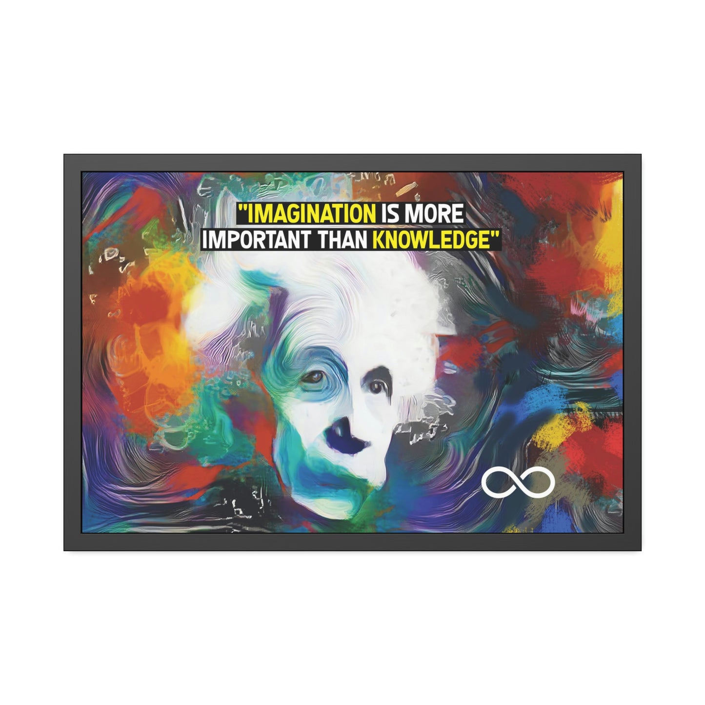 Einstein's Imagination Is More Important Than Knowledge Framed Motivational Canvas Poster