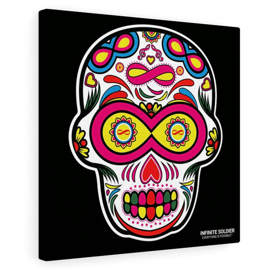Sugar Skull To Infinity Mounted Canvas Print - Black