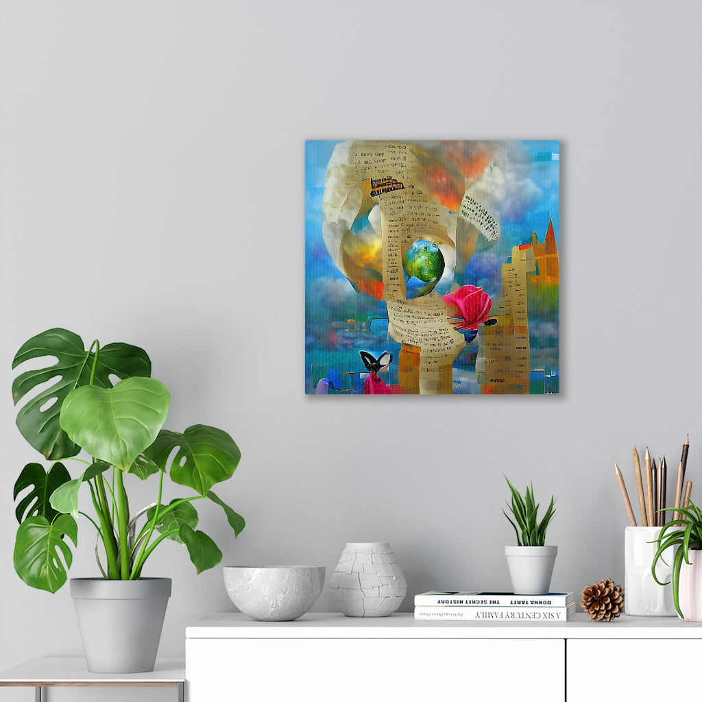Abstract Surreal 'Words Create Worlds' Wall Painting