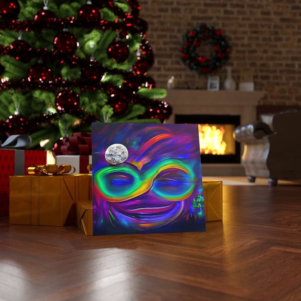Infinity Neon Smile Stretched Canvas Poster Print Wall Decor Abstract Art Colorful Artistic Painting Digital Artwork Wall Art Moon