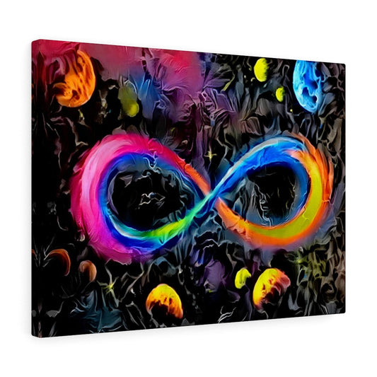 Infinite Galaxy Textured Infinity Wall Art, Wall Decor, Artistic Painting, Stretched Canvas, Poster, Digital Artwork, Rainbow,