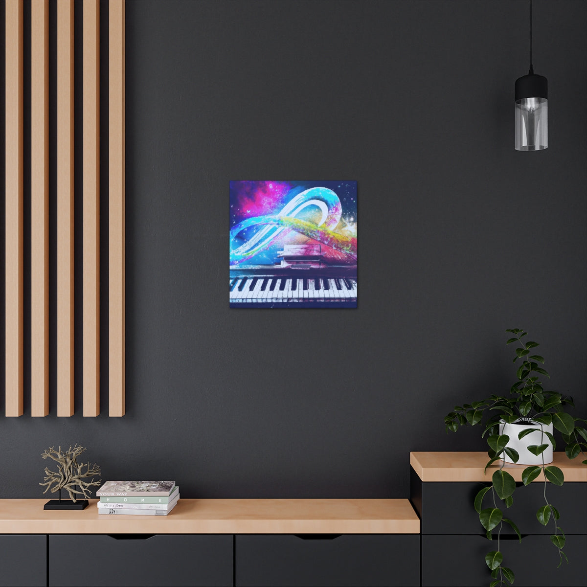 Blue Infinity Piano Mounted Canvas Wall Art