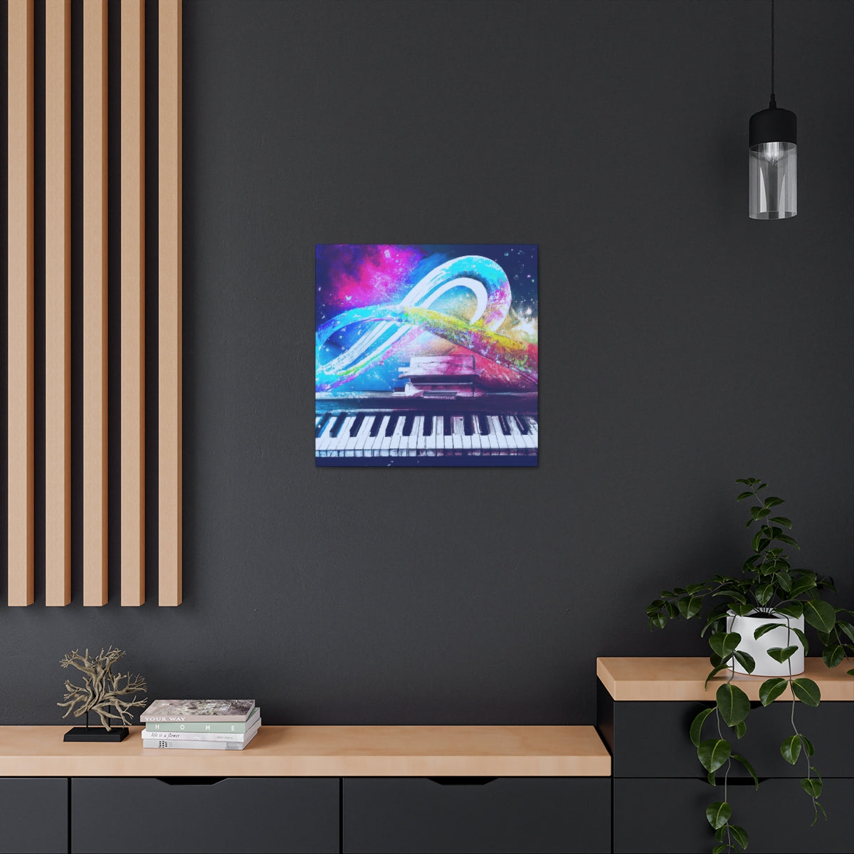 Blue Infinity Piano Mounted Canvas Wall Art