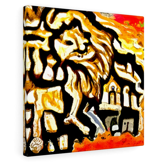 Lion Roaming Through Jerusalem detailed painting acrylic art watercolor