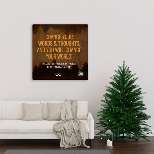 Change Your World' Motivational Mounted Canvas Print- Orange