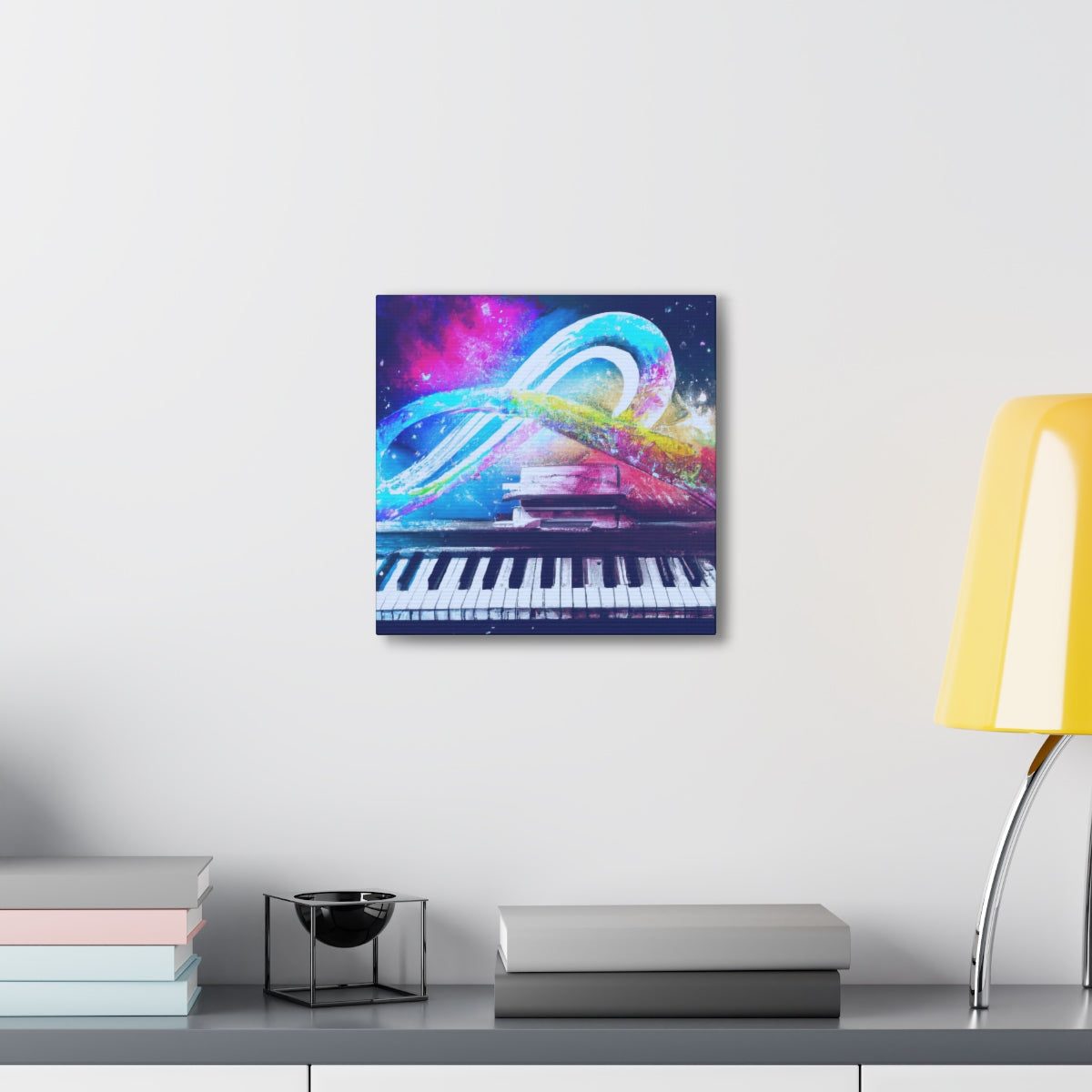 Blue Infinity Piano Mounted Canvas Wall Art