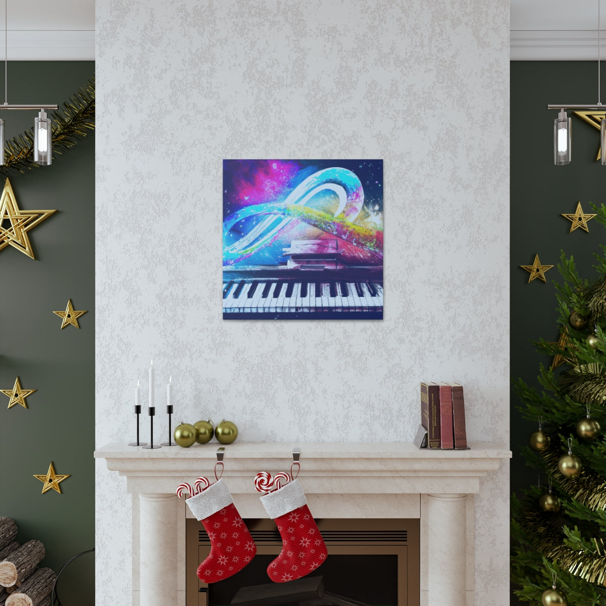 Blue Infinity Piano Mounted Canvas Wall Art
