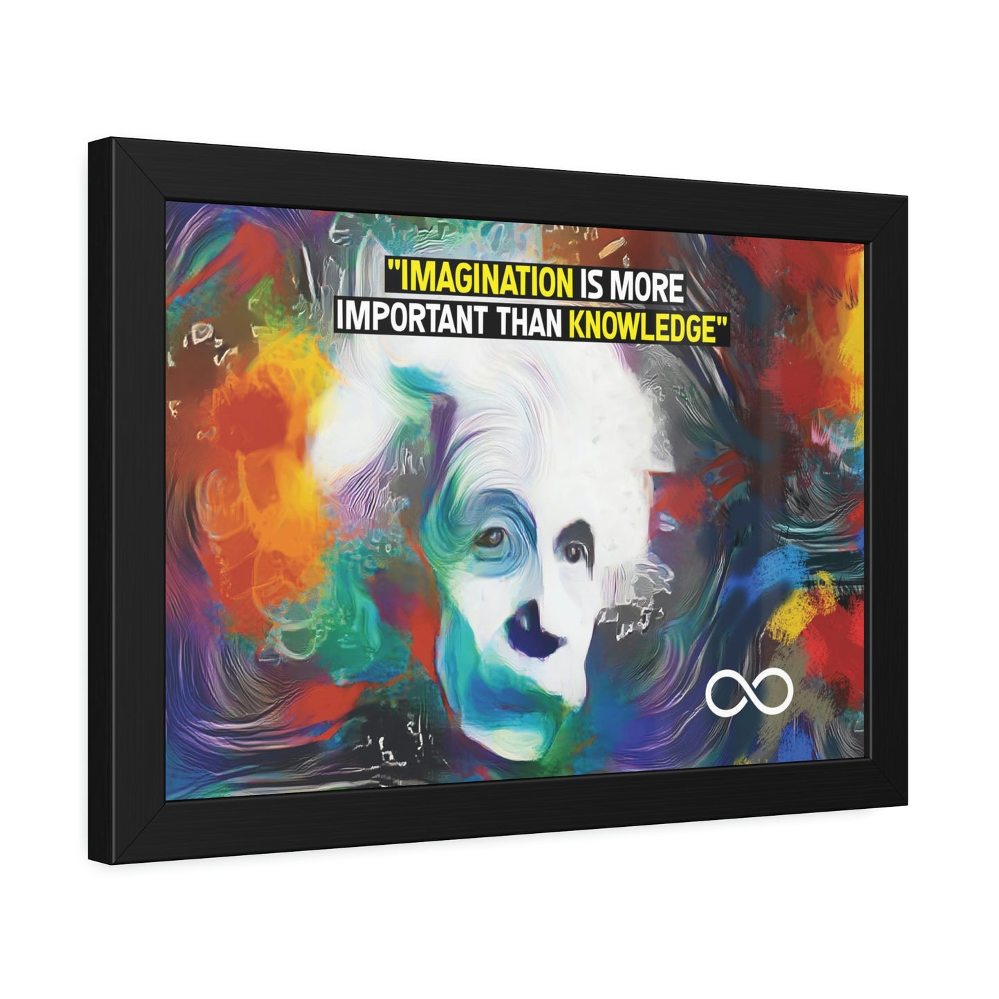 Einstein's Imagination Is More Important Than Knowledge Framed Motivational Canvas Poster