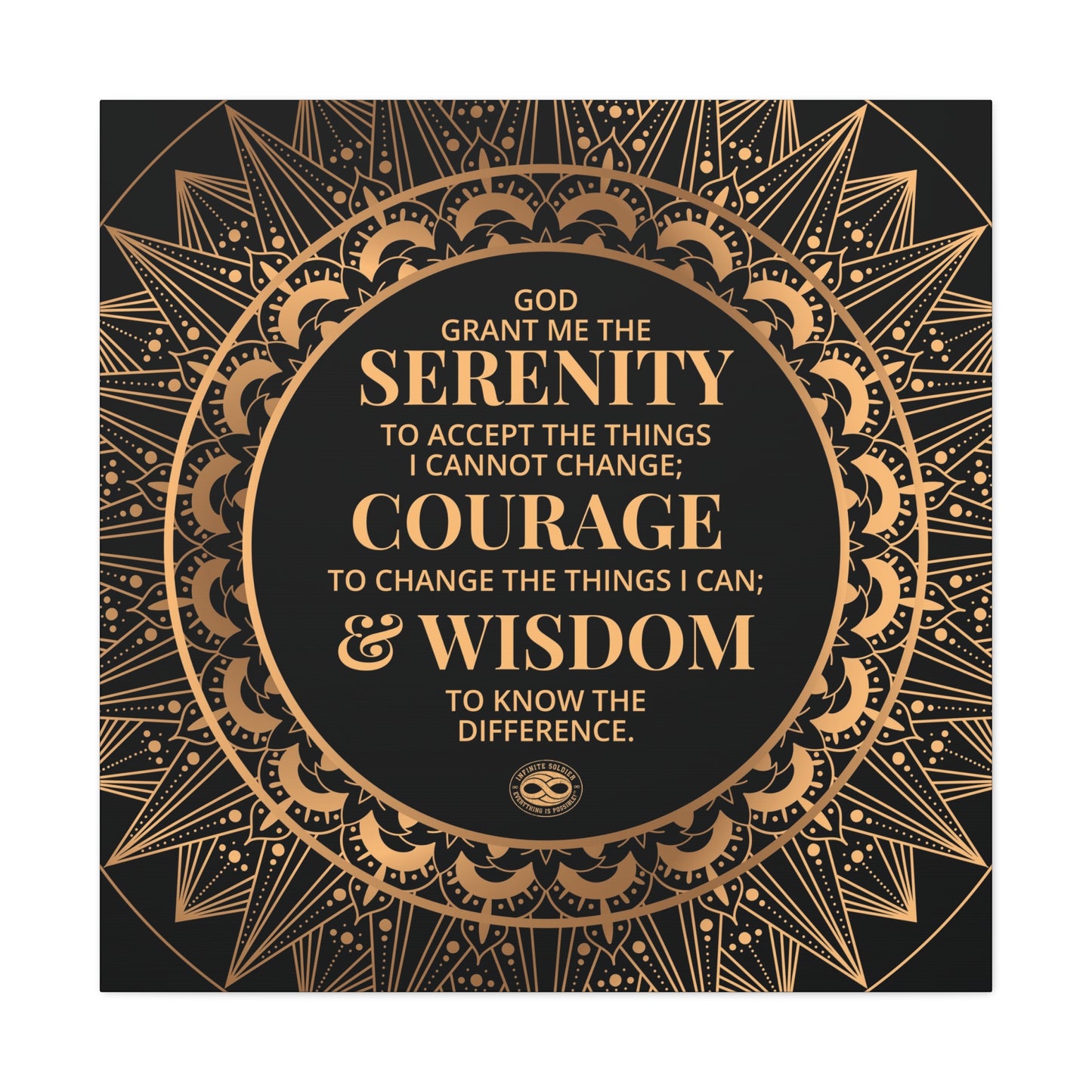 Serenity Prayer Canvas Wall Art | Motivational Decor | Elegant Gold Mandala | Free Shipping