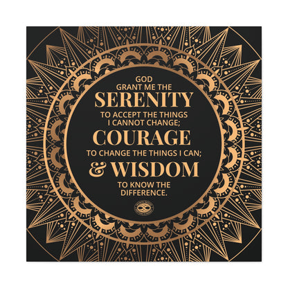 Serenity Prayer Canvas Wall Art | Motivational Decor | Elegant Gold Mandala | Free Shipping