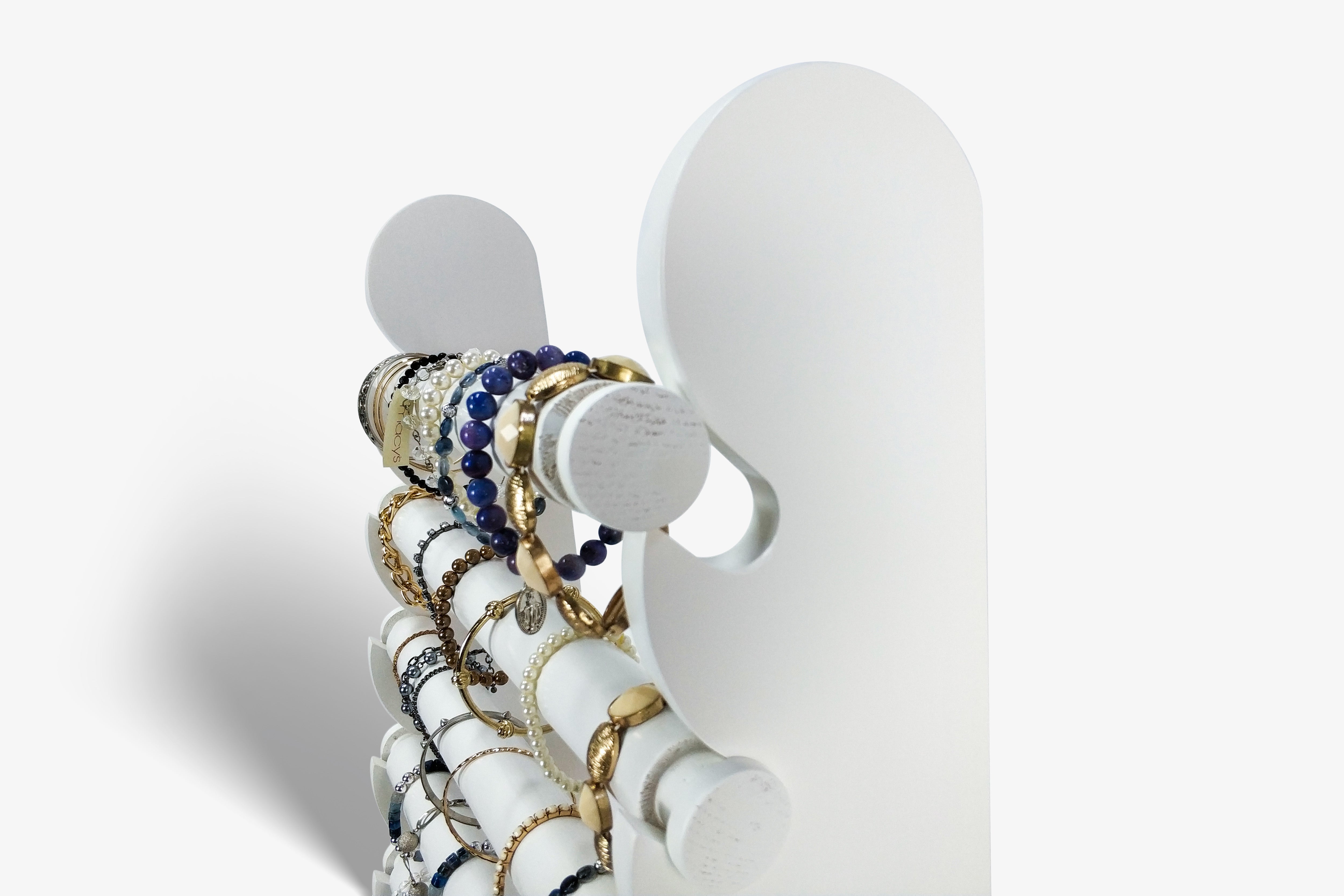 Giant 10 Level White Bracelet Display - Bracelet & Bangle Holder Stand With Drawer