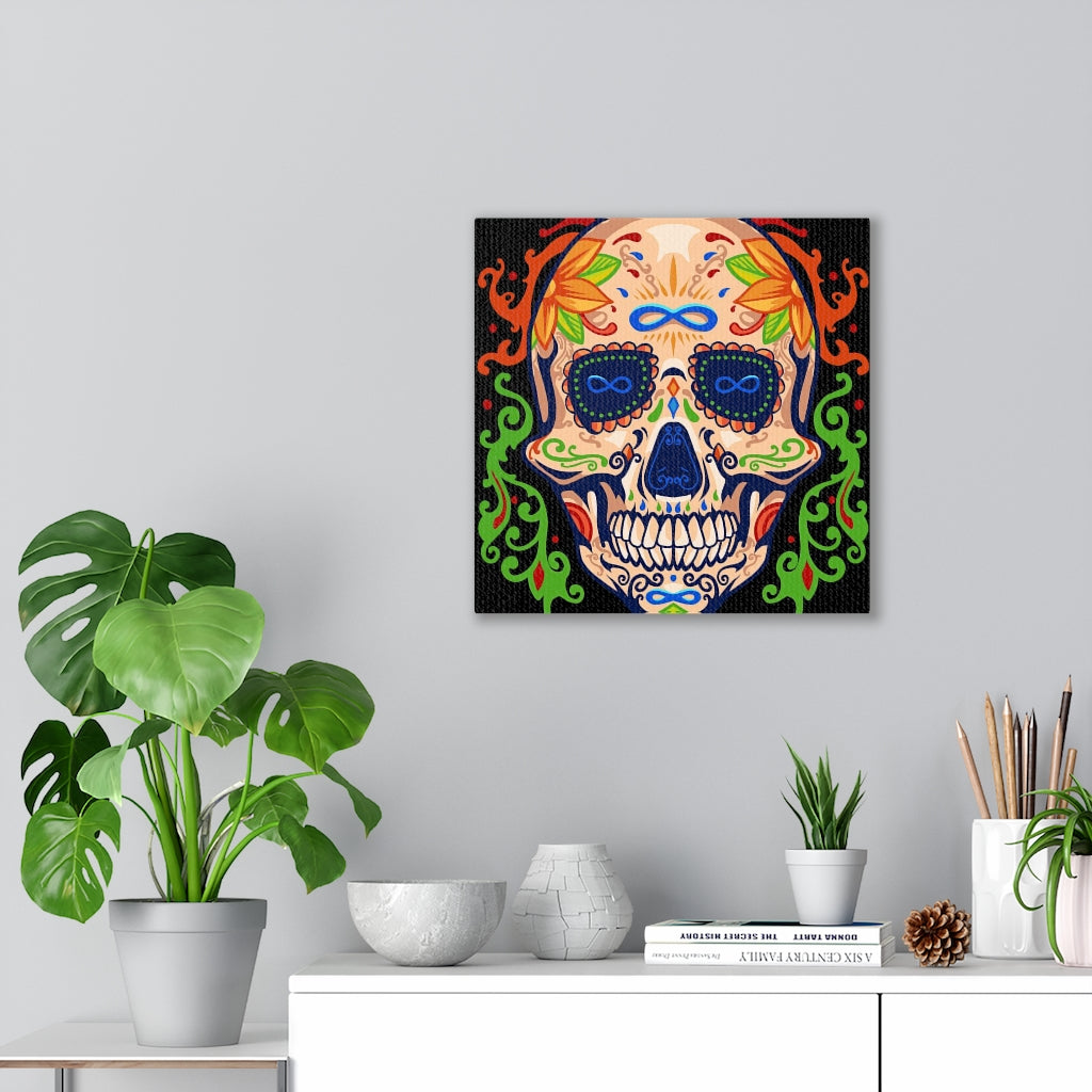 Colorful Infinity Sugar Skull Canvas Wall Art