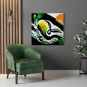 Sperm and Egg Collide street art futuristic  glowing neon spiraling