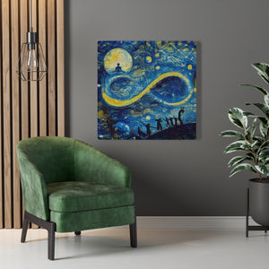 Infinity Moon Light Gathering, Starry Night Inspired Canvas Painting, Canvas Art Print, Wall Decor, Canvas Painting , Large Wall Art