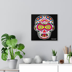 Sugar Skull To Infinity Mounted Canvas Print - Black