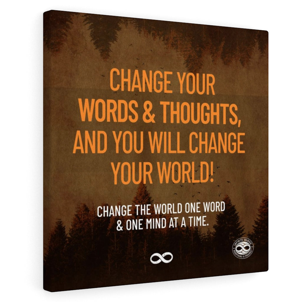 Change Your World' Motivational Mounted Canvas Print- Orange