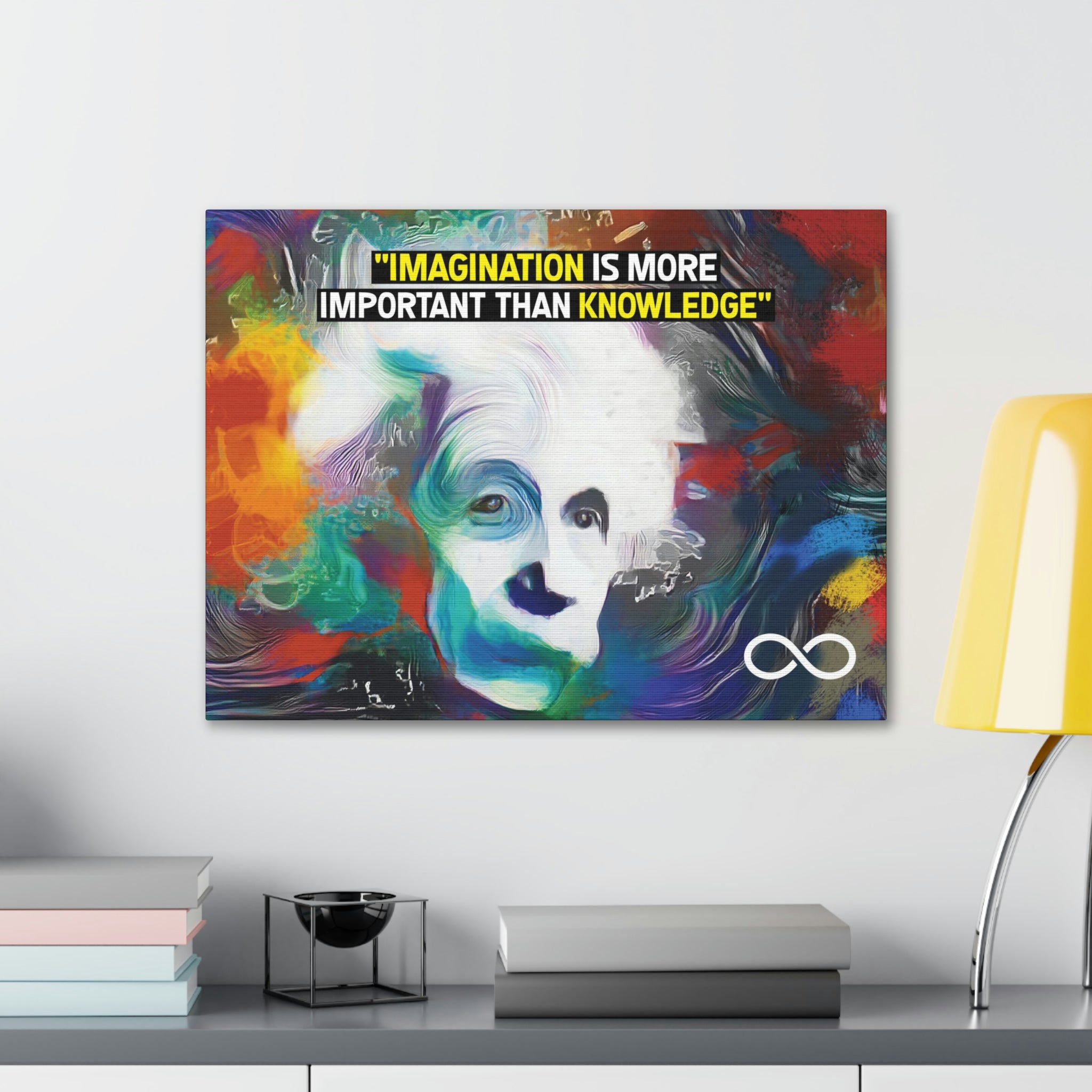Einstein's 'Imagination Is More Important Than Knowledge' Motivational Scientific Canvas Poster
