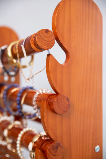 Professional-grade multi-tier bracelet rack with hidden storage, ideal for trade shows and jewelry exhibitions