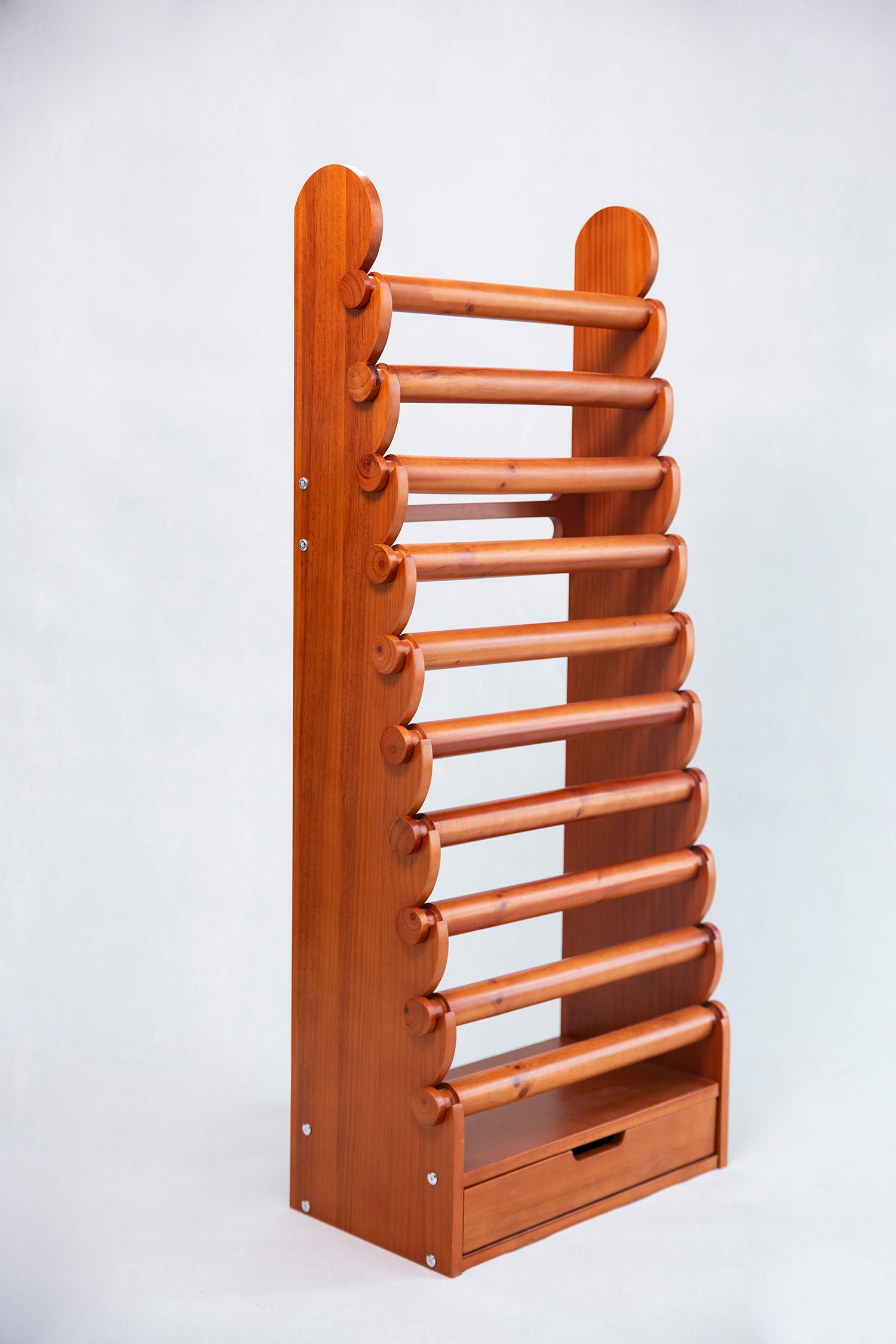 Best-selling wooden bracelet holder with 10 tiers and storage drawer for jewelry makers and boutiques