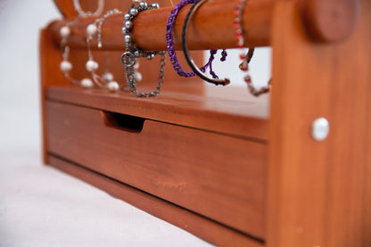 Portable jewelry display stand with 10 removable bars, perfect for showcasing bracelets, bangles, and watches