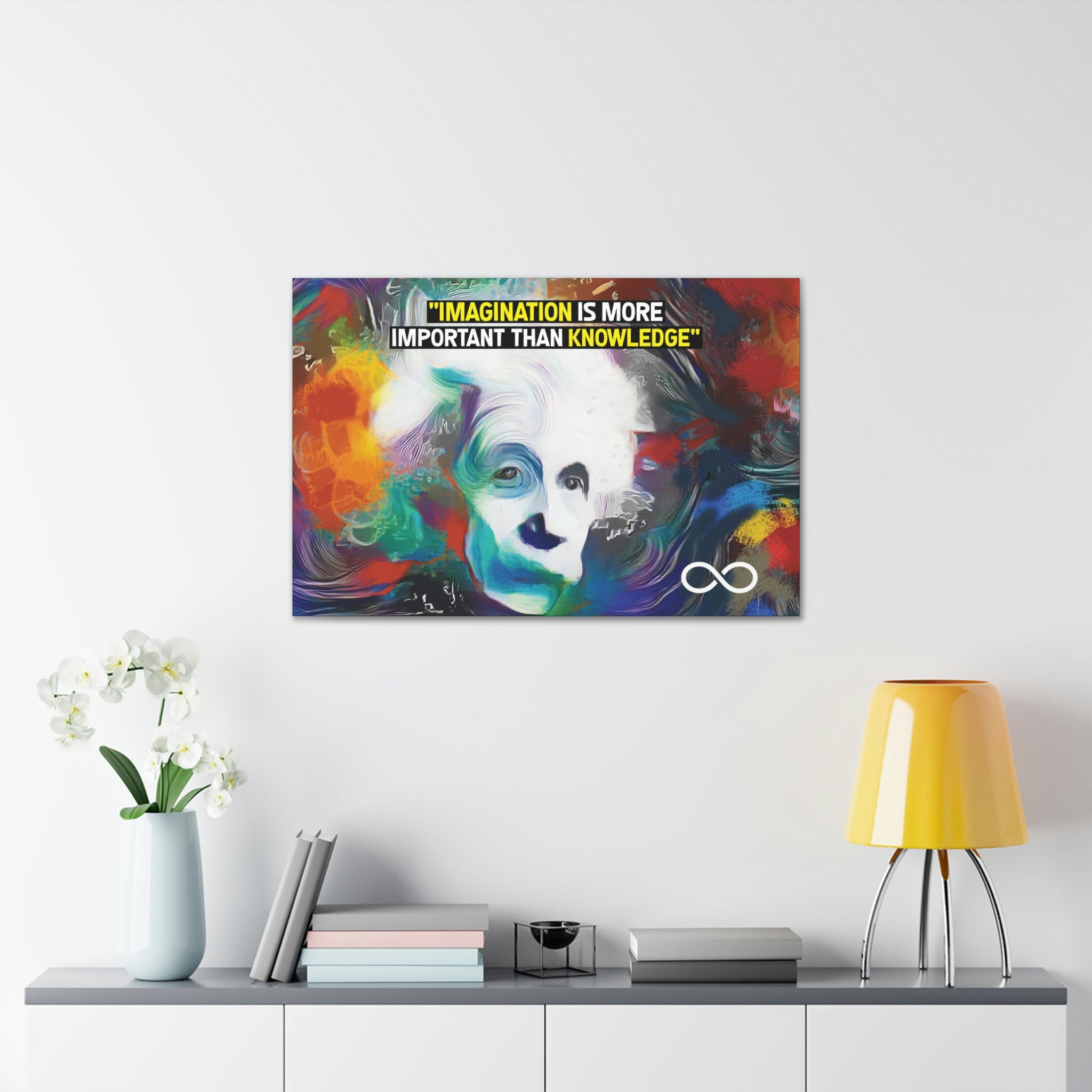 Einstein's 'Imagination Is More Important Than Knowledge' Motivational Scientific Canvas Poster
