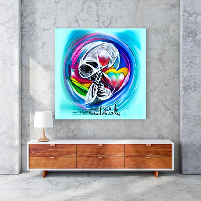 Death Does Not Part Blue Sugar Skull Airbrush actylic love heart