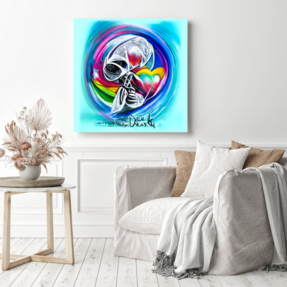 Death Does Not Part Blue Sugar Skull Airbrush actylic love heart