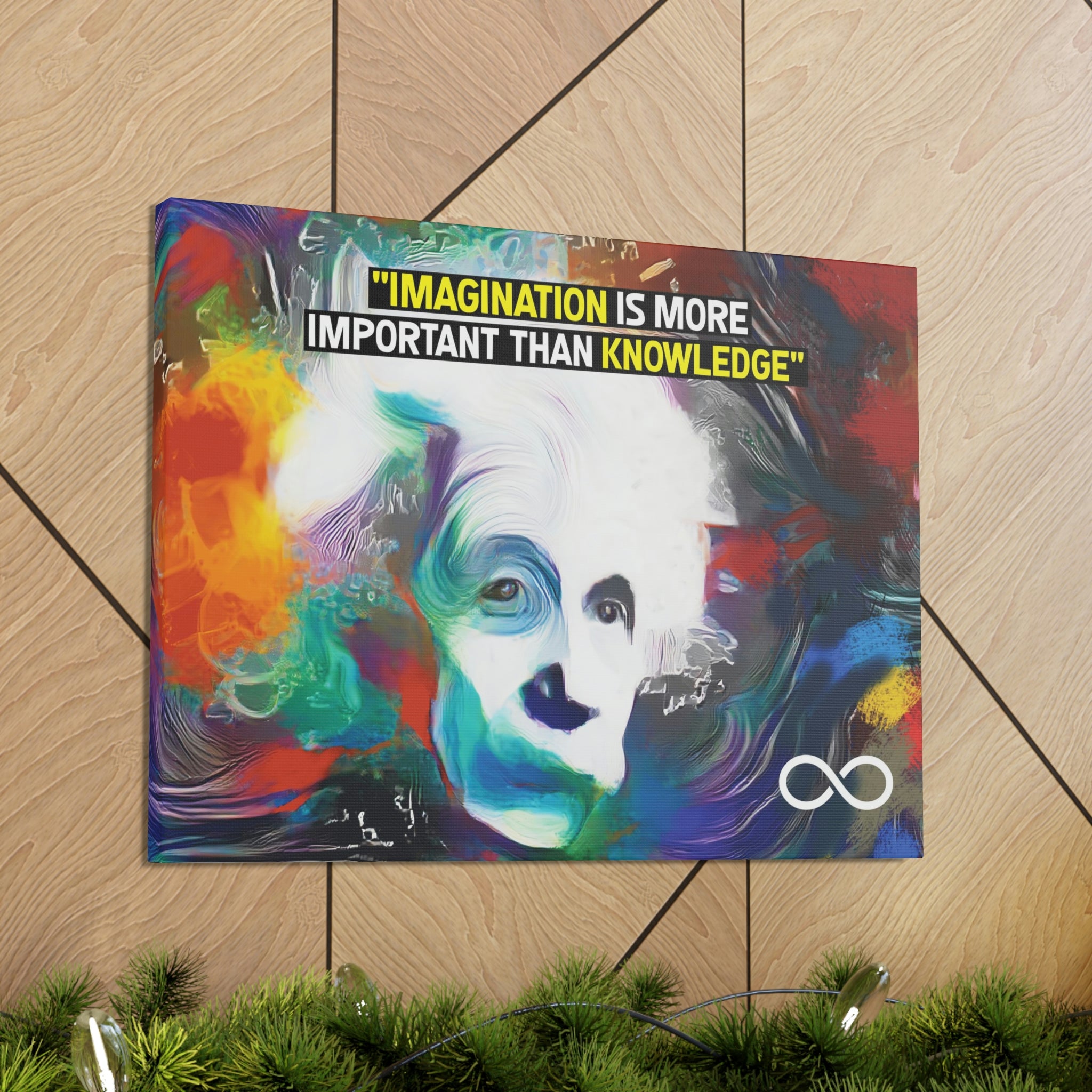Einstein's 'Imagination Is More Important Than Knowledge' Motivational Scientific Canvas Poster