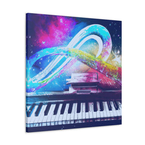 Blue Infinity Piano Mounted Canvas Wall Art