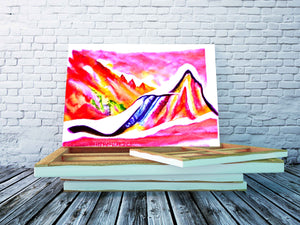 Slide Down Infinite Mountains detailed painting watercolor oil on canvas