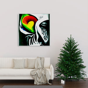 Death does not part, only the lack of love Sugar Skull infinity charcoal drawing colourful