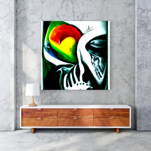 Death does not part, only the lack of love Sugar Skull infinity charcoal drawing colourful