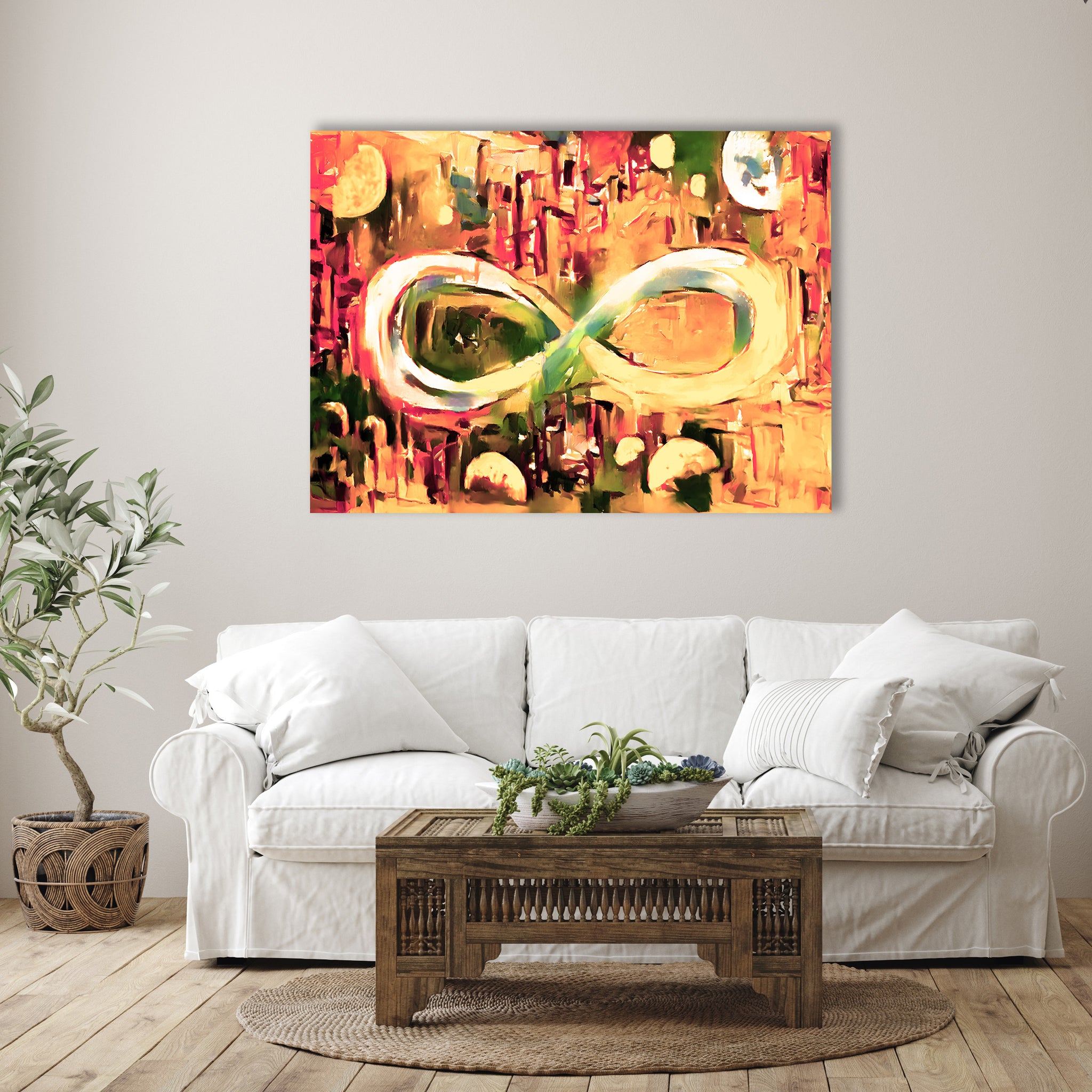 Infinite Galaxy Yellow & Orange, Infinity, Abstract Art, Canvas Wall Art, Wall Decor, Artistic Painting, Digital Artwork, Colorful