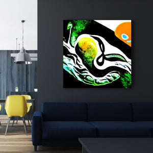 Sperm and Egg Collide street art futuristic  glowing neon spiraling