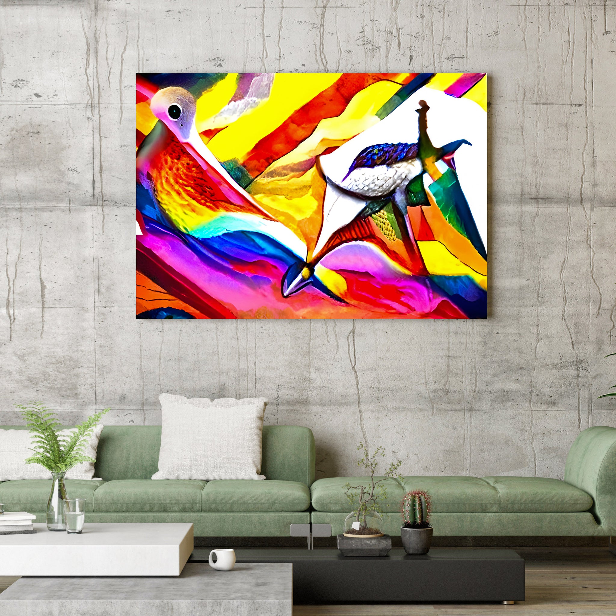 dove flying above a rainbow abstract art modern art wet romanticism hyperdetailed geometric abstract art pointillism