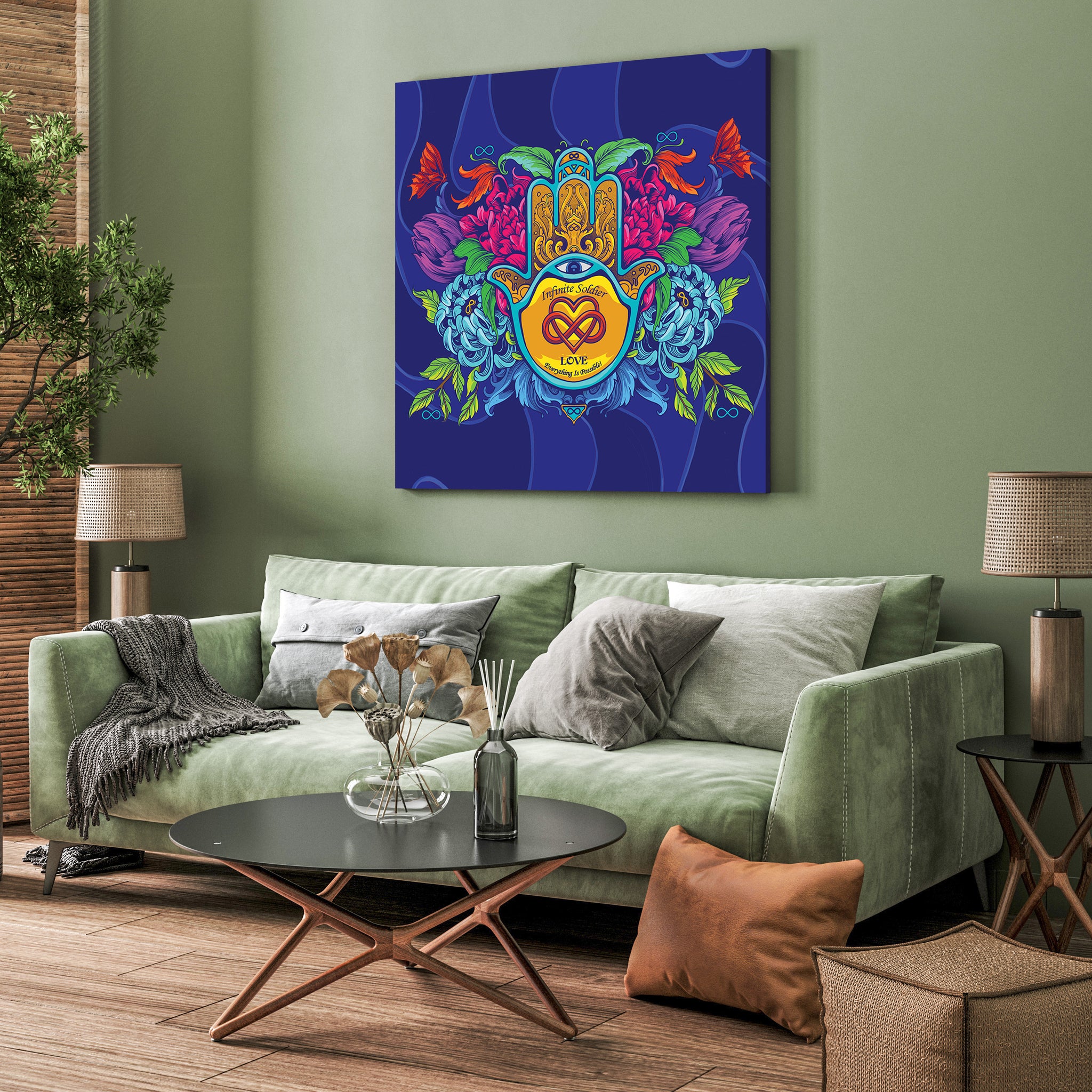 Motivational Canvas Poster - Hamsa Infinity Love