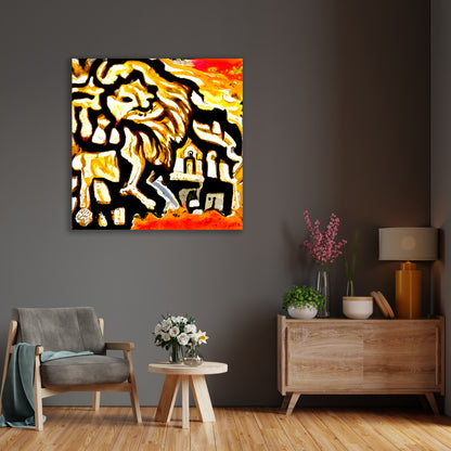 Lion Roaming Through Jerusalem detailed painting acrylic art watercolor