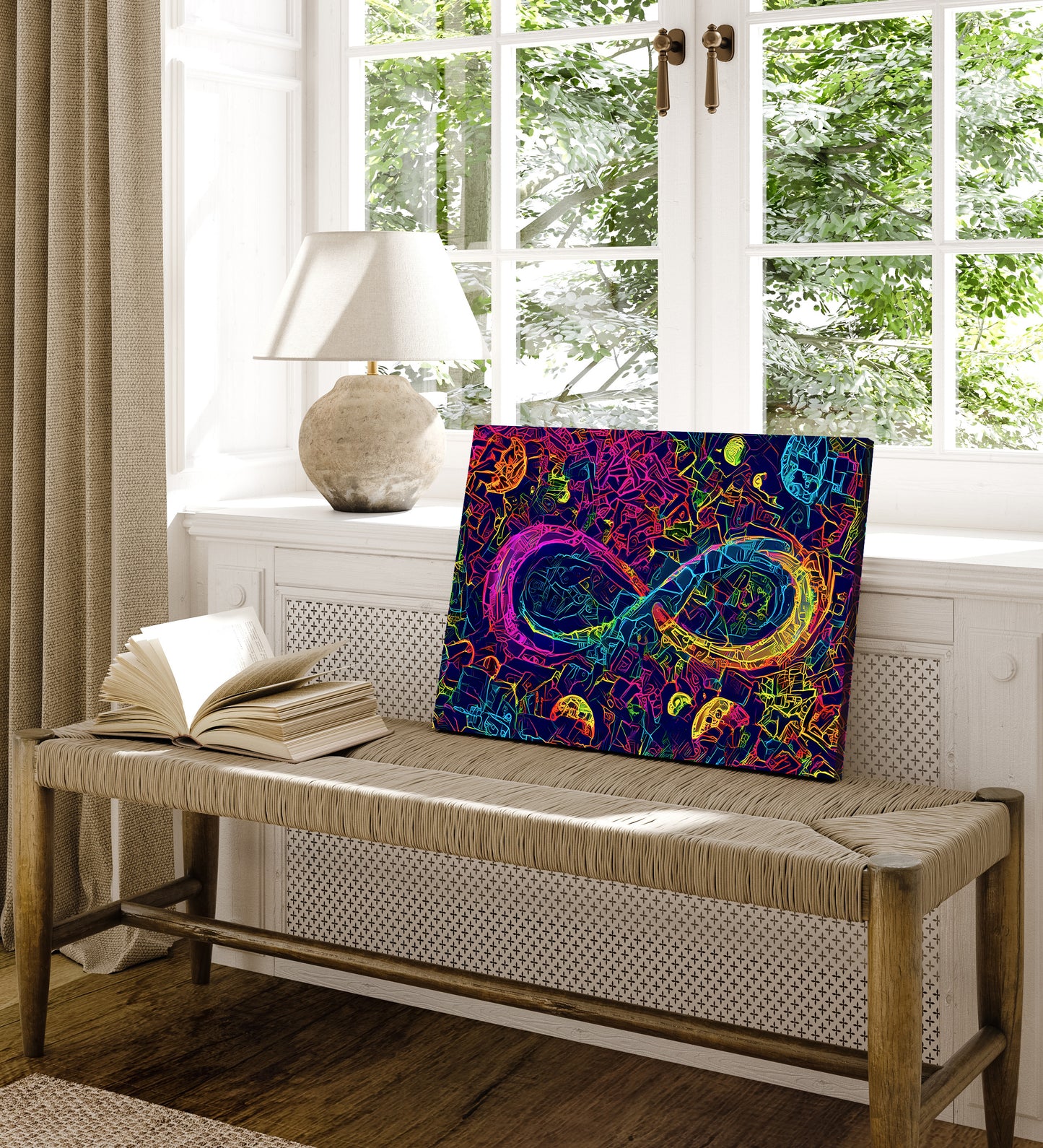 Infinite Galaxy -Neon Infinity Canvas Wall Decor,  Canvas Prints, Wall Art, Wall Decor, Painting, stretched Canvas, Digital Artwork