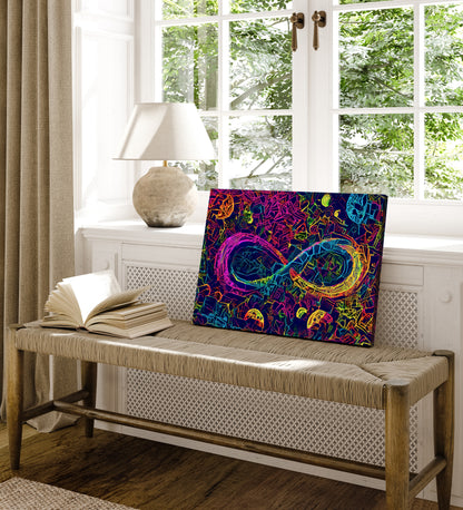 Infinite Galaxy -Neon Infinity Canvas Wall Decor,  Canvas Prints, Wall Art, Wall Decor, Painting, stretched Canvas, Digital Artwork