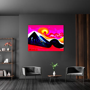Colorful Infinite Mountains Haze Canvas Art - Surreal Fantasy Landscape