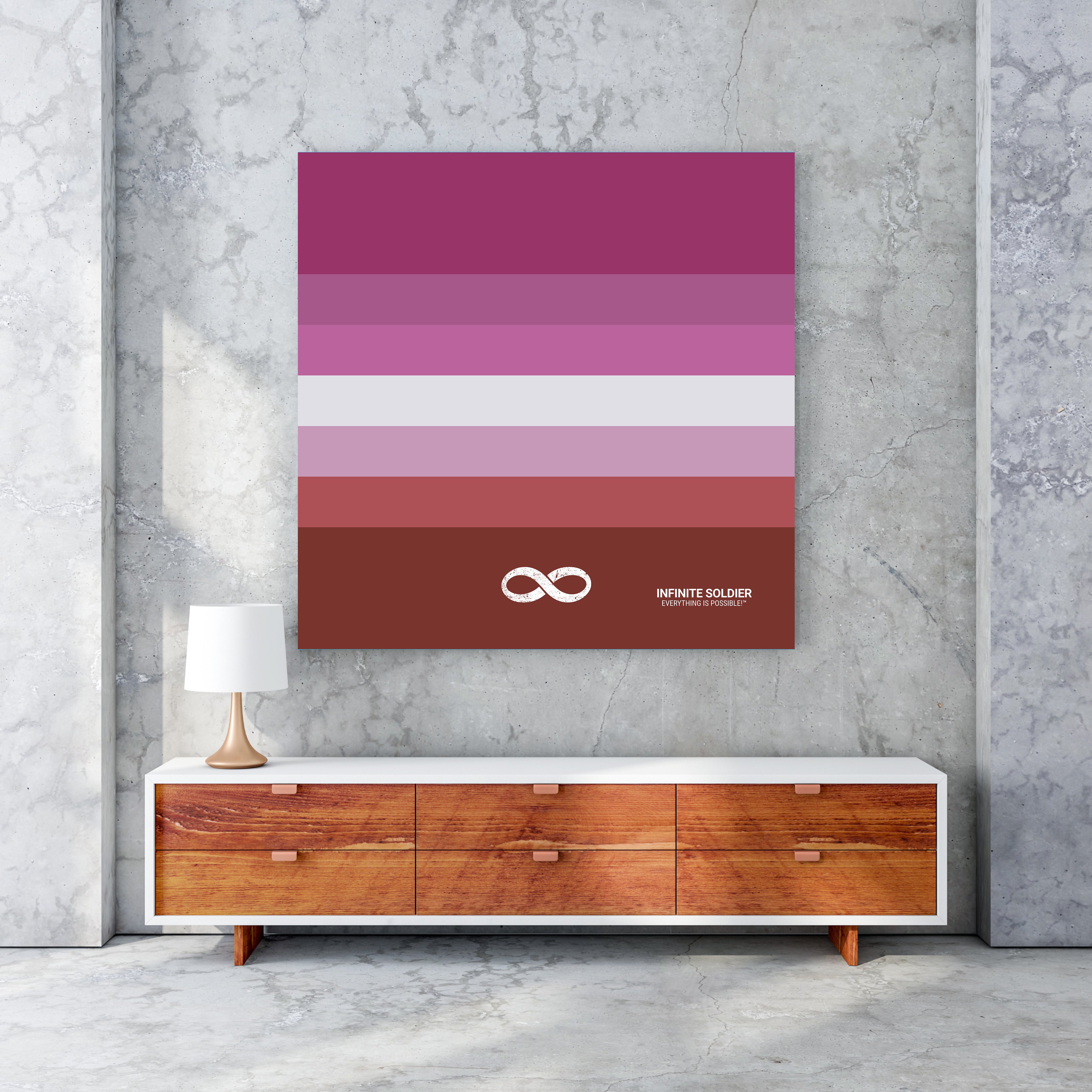 Lesbian Pride Stripes Square Mounted Canvas Poster