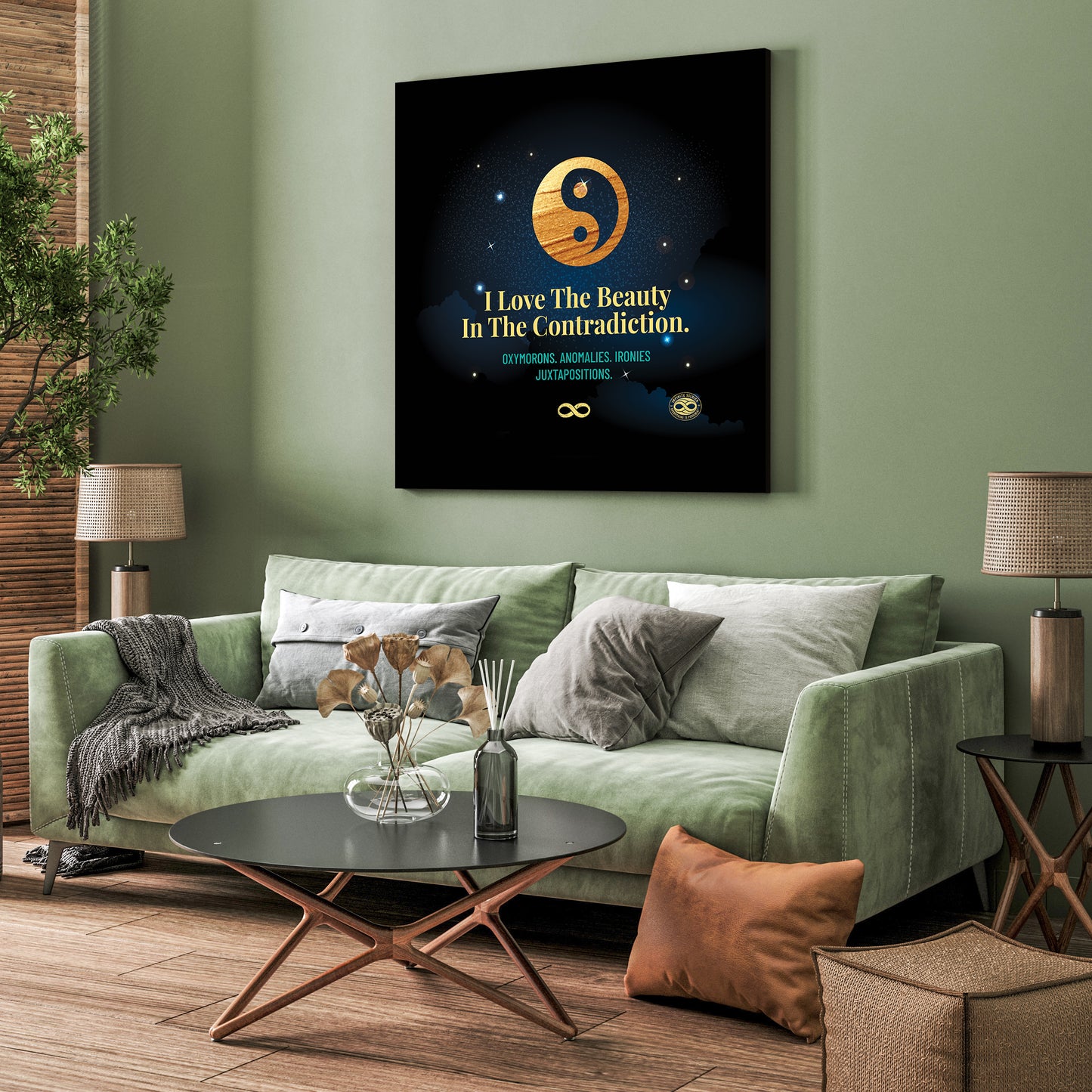 Beauty in Contradiction' Ying Yang Motivational Mounted Canvas Wall Art