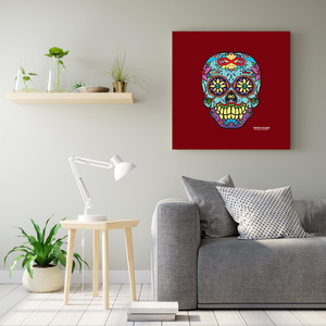 Sugar Skull To Infinity Mounted Canvas Print - Red