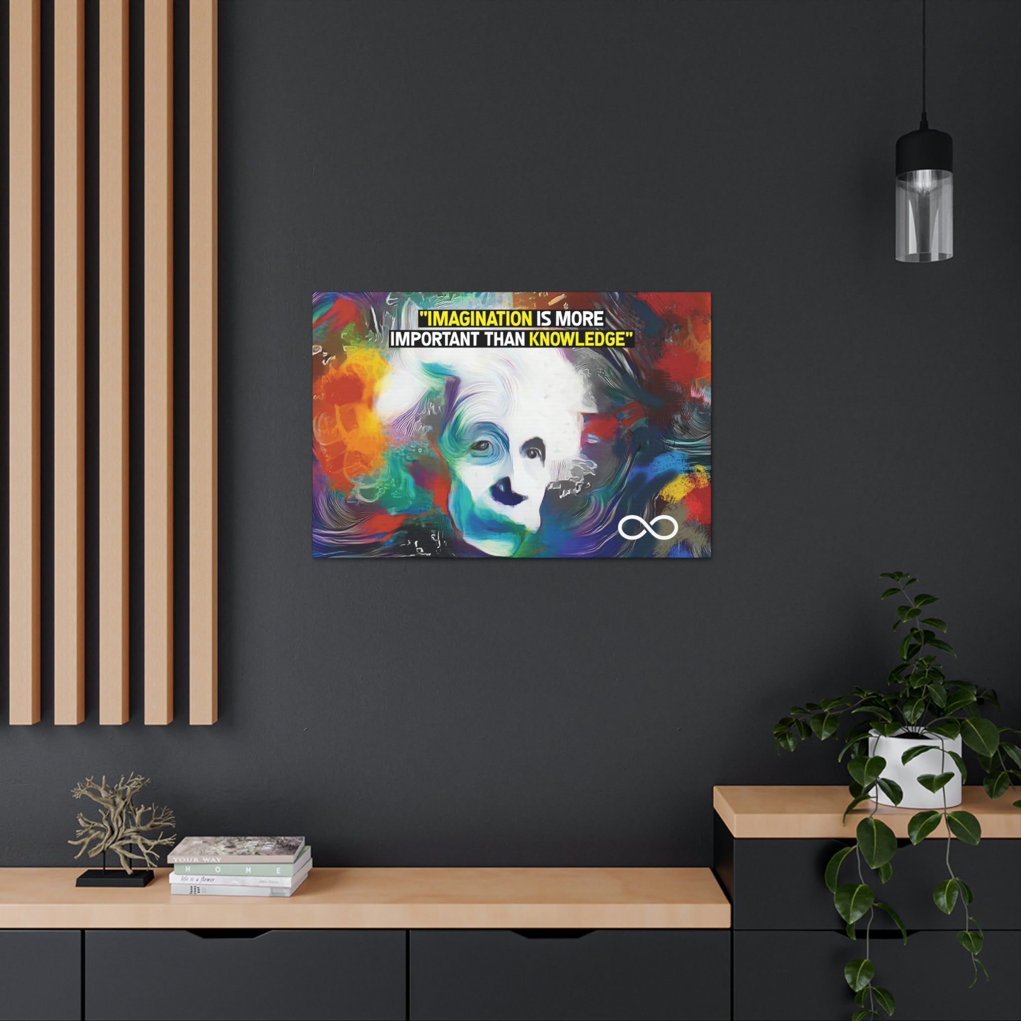 Einstein's 'Imagination Is More Important Than Knowledge' Motivational Scientific Canvas Poster