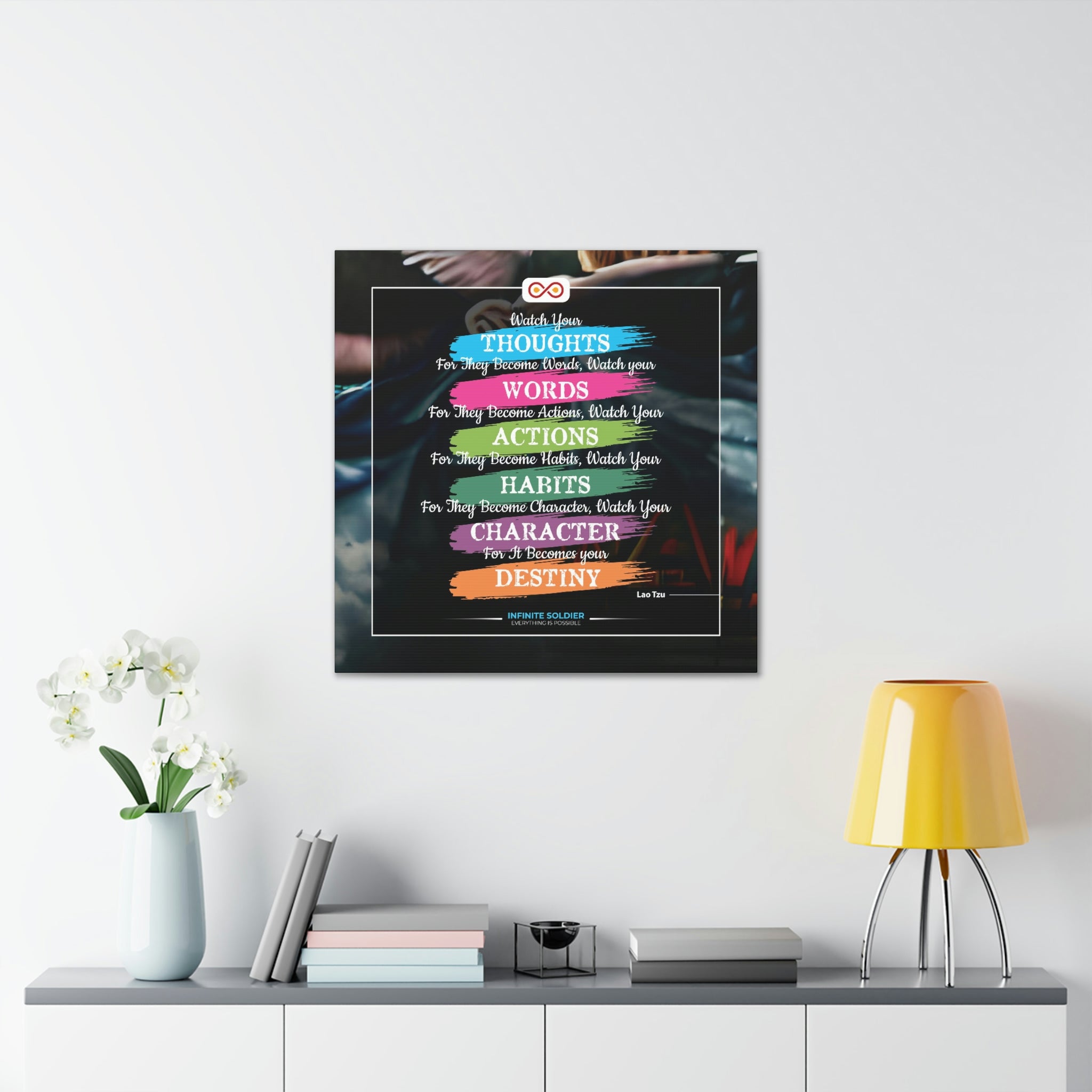 Mental Health Poster Watch Your Thoughts Motivational Square Canvas Poster | Infinite Soldier