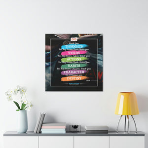 Mental Health Poster Watch Your Thoughts Motivational Square Canvas Poster | Infinite Soldier