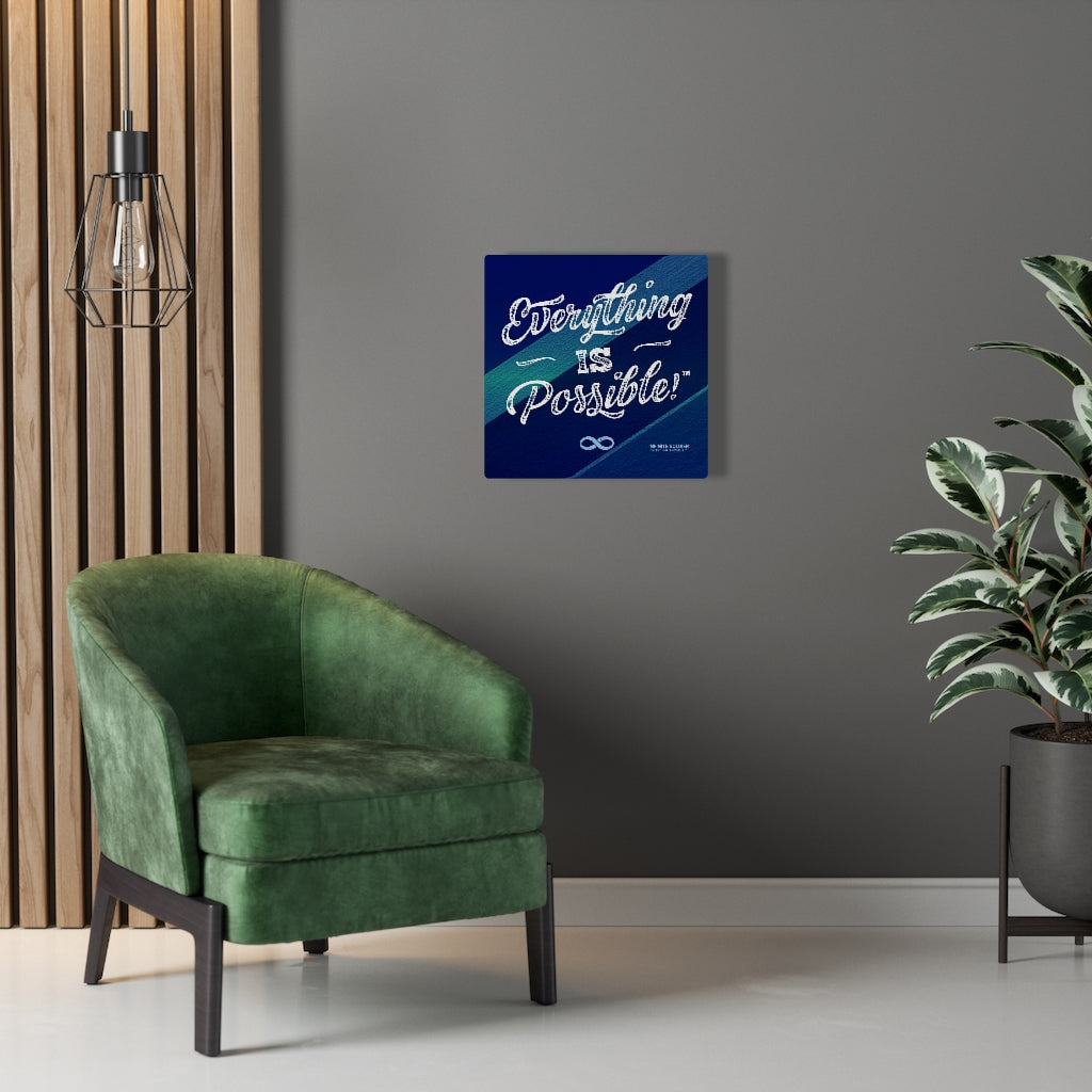 Everything Is Possible Motivational Canvas Poster - Blue Square