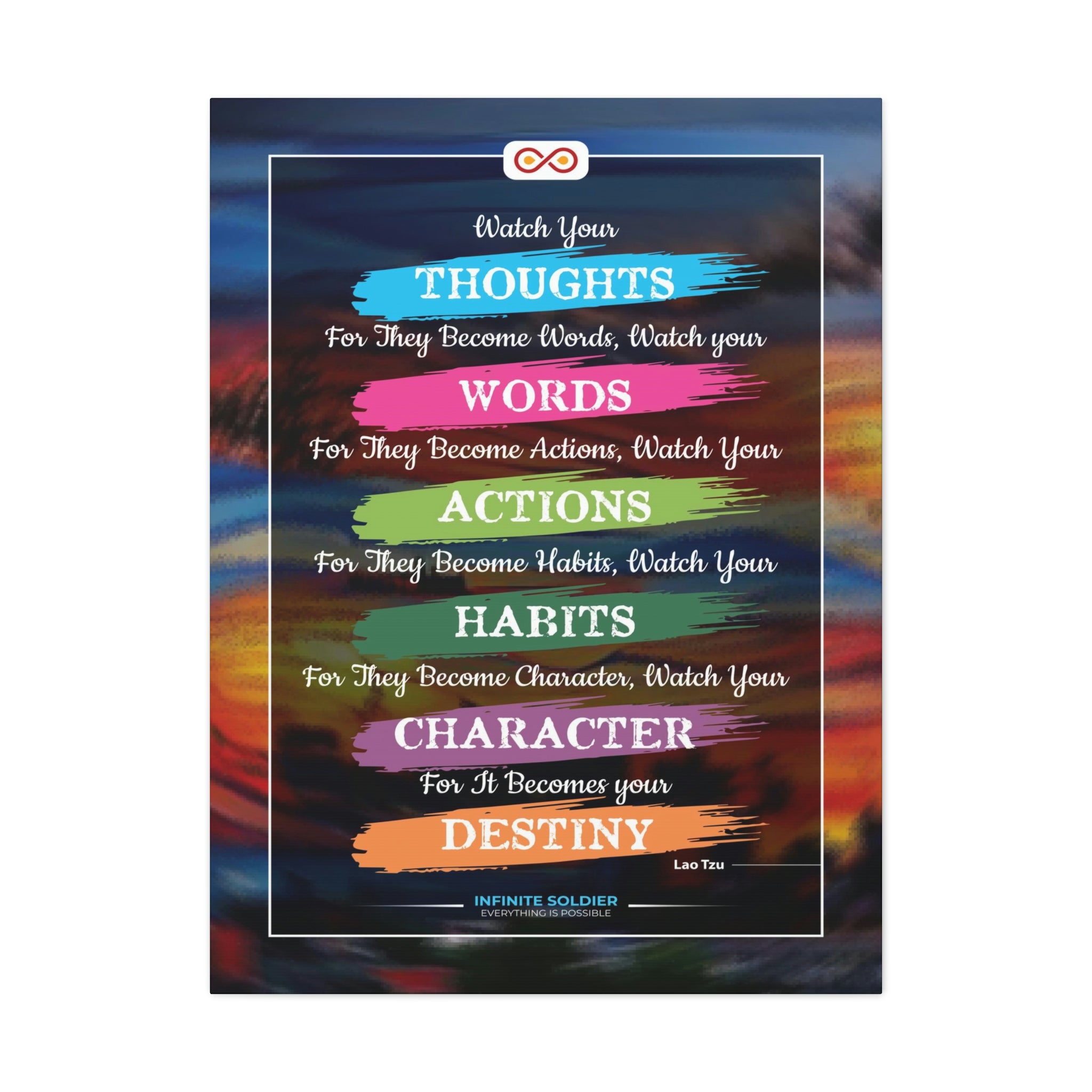 Watch Your Words Poster Motivational Canvas Poster | Infinite Soldier